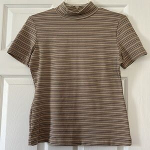 🤎VINTAGE Turtleneck Short-sleeved striped Top🤎